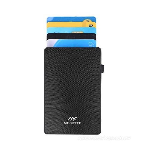 Mosiyeef Credit Card Holder Aluminum Metal Men's Card Case RFID Blocking Front Pocket Wallet Card Protector Pop Up Design