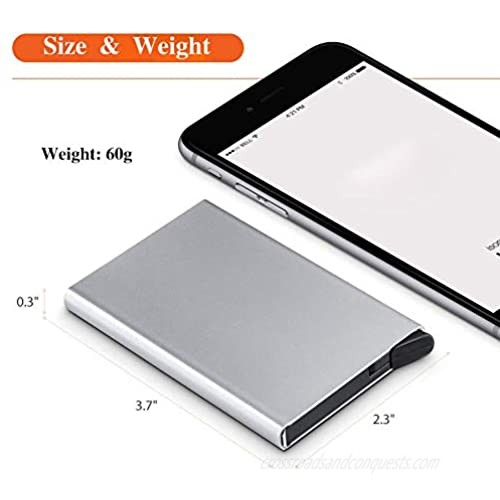 Naplion Card Cases for Men and Women Metal ID Cases RFID Blocking Business Credit Card Holder Slim Minimalist Pop Up Wallet Silver