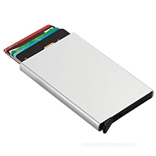 Naplion Card Cases for Men and Women Metal ID Cases  RFID Blocking Business Credit Card Holder  Slim Minimalist Pop Up Wallet Silver
