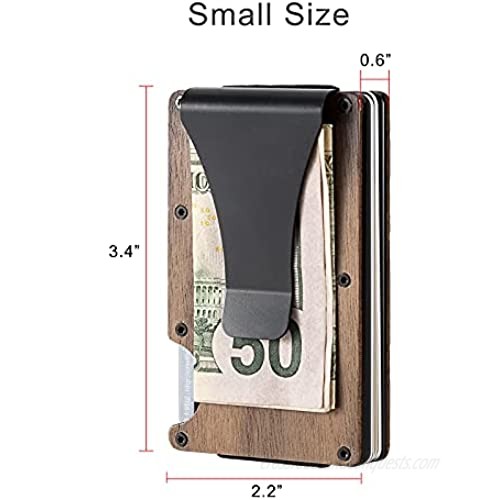 New Design Black Walnut Wallet minimalist credit card holder apply to nfc rfid tags secure aluminum card holder