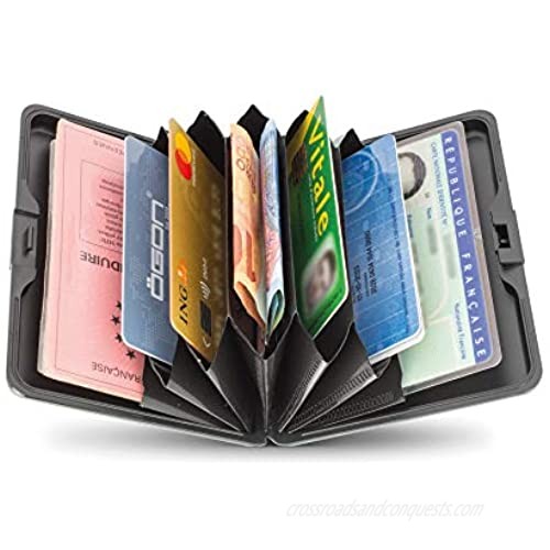 Ögon Designs - Big Stockholm Aluminum Wallet - RFID Blocking Card Holder - Up to 10 Cards and Banknotes (Rose Gold)