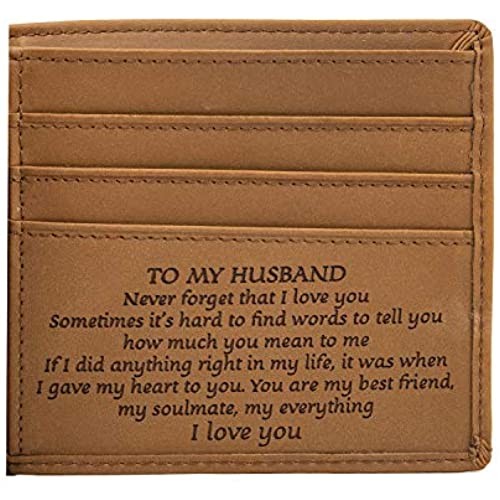Personalized Customized Wallet Genuine Leather Wallet for Husband Handmade Custom Engraved Wallet for Birthday Anniversary or Christmas Brown