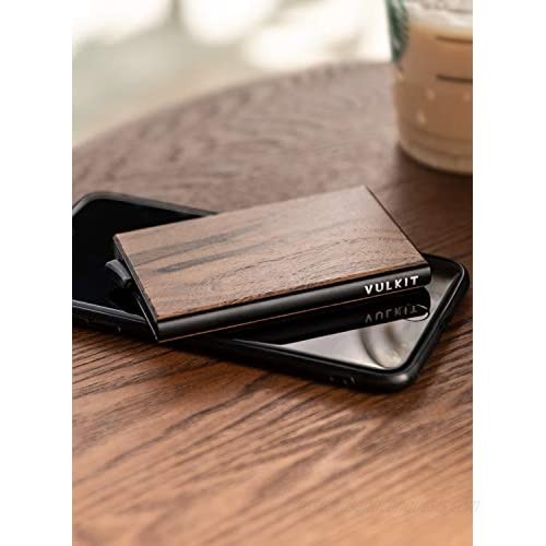 Pop Up Wallet Slim Minimalist Credit Card Holder For Men and Women RFID Blocking Wooden Mini Metal Case
