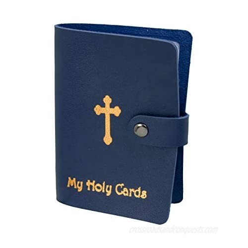 Religious My Holy Card Holder with Gold Stamped Cross Design  5 1/4 Inch