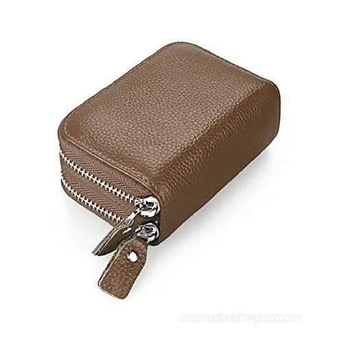 RFID Blocking Two-sides Zipper Leather Business/Credit Card Money Wallet Case Holder by BAKUN  Security Travel Wallet
