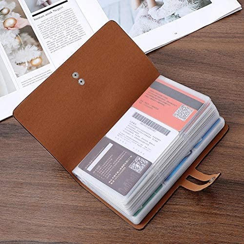 RFID Credit Card Holder Leather Business Card Organizer with 96 Card Slots Credit Card Protector for Managing Your Different Cards and Important Documents to Prevent Loss or Damage (Brown)