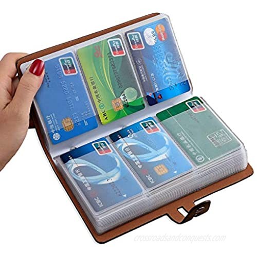 RFID Credit Card Holder  Leather Business Card Organizer with 96 Card Slots  Credit Card Protector for Managing Your Different Cards and Important Documents to Prevent Loss or Damage (Brown)