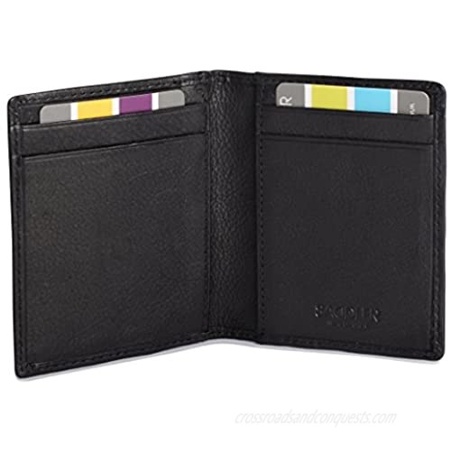 SADDLER Mens Genuine Leather Front Pocket Money Clip Card Holder | Slim Credit Card Case | Gift Boxed
