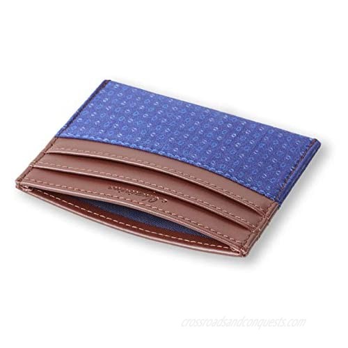 Slim Card Case for Men in Silk and Leather Holds 4 Credit Cards and Banknotes