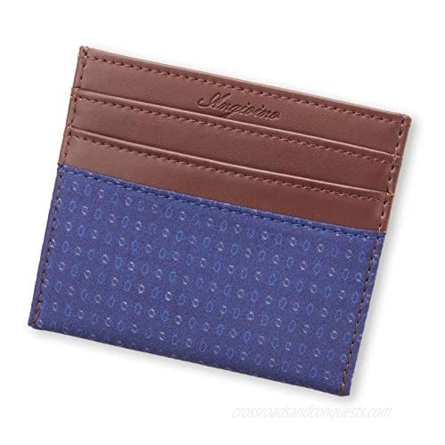 Slim Card Case for Men in Silk and Leather  Holds 4 Credit Cards and Banknotes
