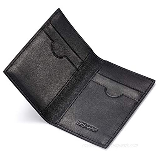 Slim Leather Credit Card Holder 4cc for Men & Women Italian Calfskin (Black)