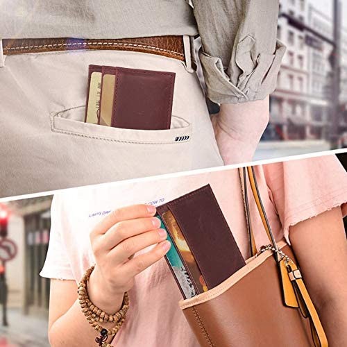 Slim Minimalist Wallets for Men & Women RFID NFC Blocking Front Pocket Card Holder Wallet Black Brown Red