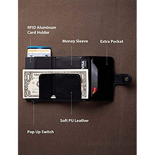 Slim Pop Up Wallet For Men Credit Card Case Holder RFID Blocking Minimalist Wallets