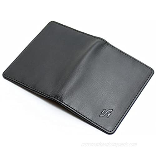 STARHIDE Men's Ultra Slim Leather RFID BLOCKING Credit Card Holder Wallet Mini Card Case Black #120