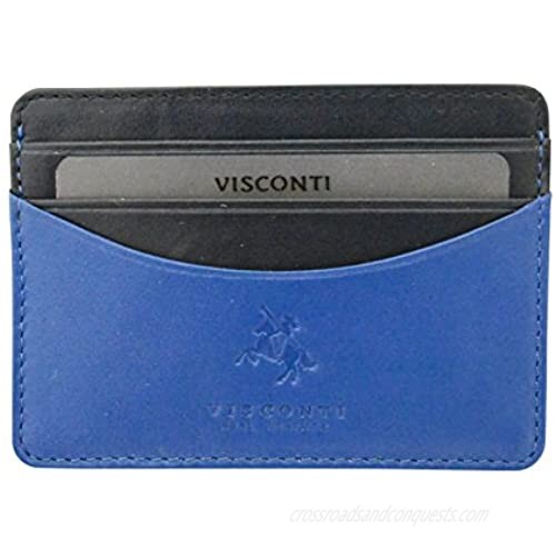Visconti Lucca Collection LC35 Two Tone Slim Leather ID & Credit Card Holder (Blue Multi)