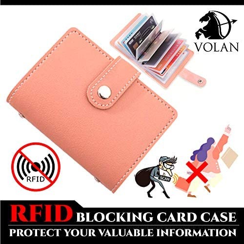VOLAN RFID Blocking Credit Card Case 24 pockets Holder for Men and Women 6 Colors (Red)