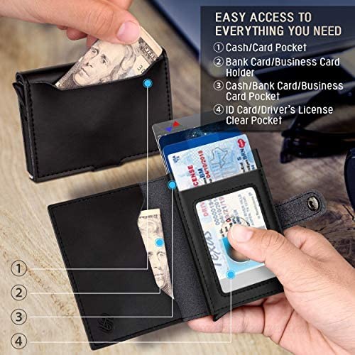 Wallets for Men - ID Theft Protection Series Premium Genuine Leather Slim Minimalist RFID Wallet with Credit Card Holder ID Card Pocket and Additional Pockets for Cash