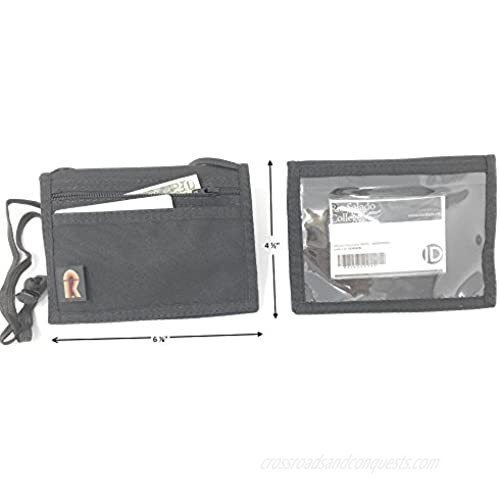 Bifold Neck ID Wallet – Large. Made in USA by Rainbow of California (Black)