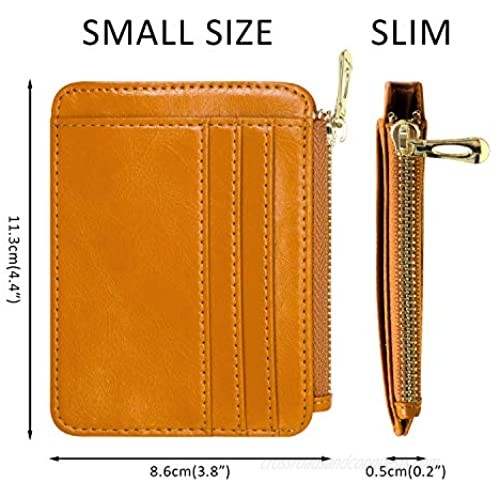 Padike Womens Slim Credit Card Holder Mini Front Pocket Wallet Coin Purse Keychain(Apricot)
