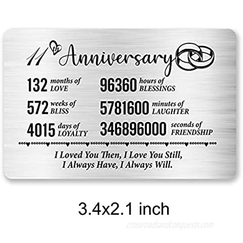 11th Anniversary Card for Husband Wife 11 Year Anniversary Card for Him Her Best Anniversary Wedding Engraved Wallet Card Inserts Card for Couples
