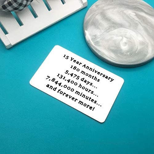 15th Anniversary Card Gifts for Husband Boyfriend Engraved Wallet Insert Card for Him 15 Year Wedding Anniversary Present for Husband Fiance Christmas Birthday Fathers Day Gift Valentines Day Gift for Men