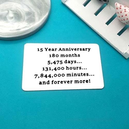 15th Anniversary Card Gifts for Husband Boyfriend Engraved Wallet Insert Card for Him 15 Year Wedding Anniversary Present for Husband Fiance Christmas Birthday Fathers Day Gift Valentines Day Gift for Men