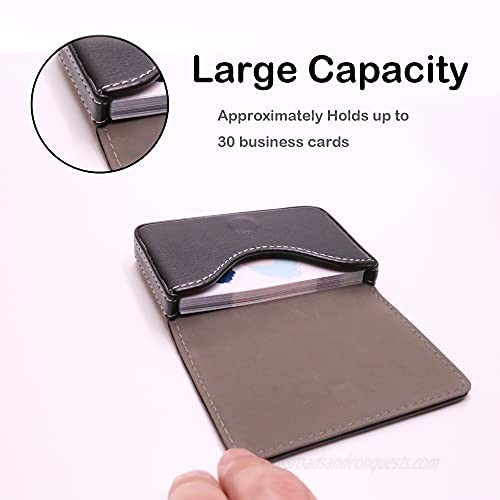 2 Pack PU Leather Business Card Holder Muulaii Credit Card Holder Name Card Holder Wallet Case with Magnetic Shut for Men and Women