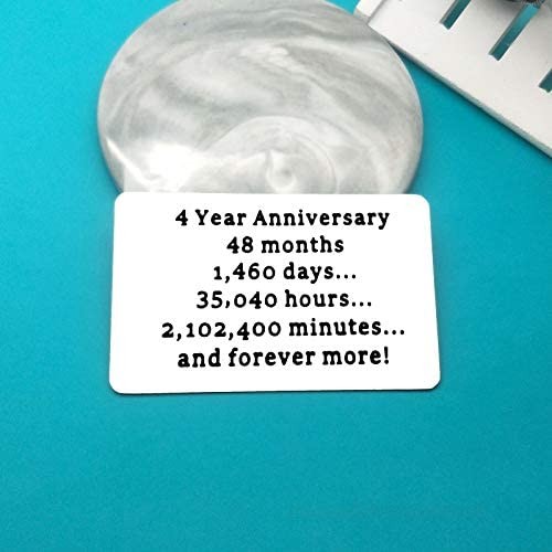 4th Anniversary Card Gifts for Him Engraved Wallet Insert Card for Boyfriend Husband 4 Year Wedding Anniversary Present for Him Christmas Birthday Fathers Day Valentines Day Gift 4 Year Anniversary Card for Men