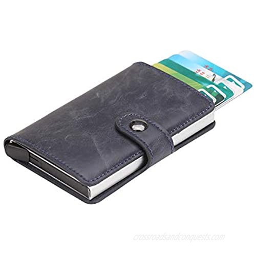 AINAAN Credit Card Holder Slim Wallet Front Pocket Protector Pop up Design Aluminum Up to Hold 7  Latest Model  Blue