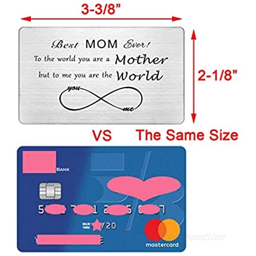 Best Mom Ever Gifts To the World You are A Mother Wallet Cards for Mom with Love Notes Mom Birthday Gifts Thank You Card Mother's day Gifts
