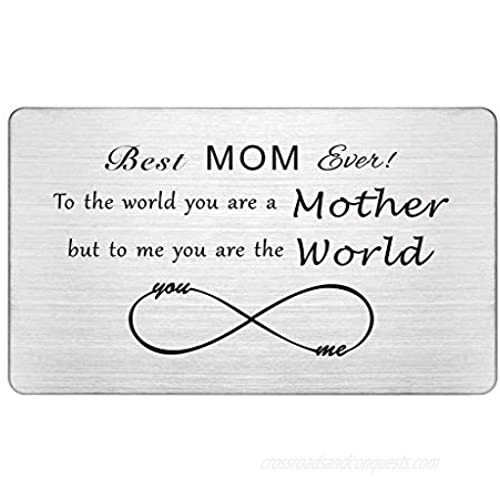 Best Mom Ever Gifts  To the World You are A Mother  Wallet Cards for Mom with Love Notes  Mom Birthday Gifts  Thank You Card  Mother's day Gifts