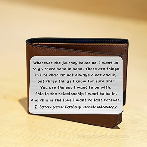 bobauna Engraved Wallet Insert Card Anniversary Gift For Couple When Your Journey Takes Us I Want Us To Go There Hand In Hand