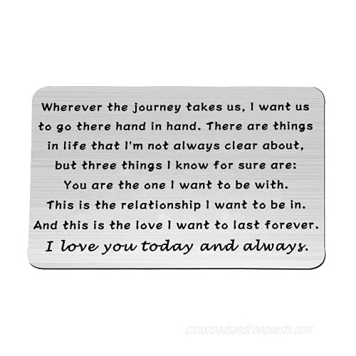 bobauna Engraved Wallet Insert Card Anniversary Gift For Couple When Your Journey Takes Us I Want Us To Go There Hand In Hand