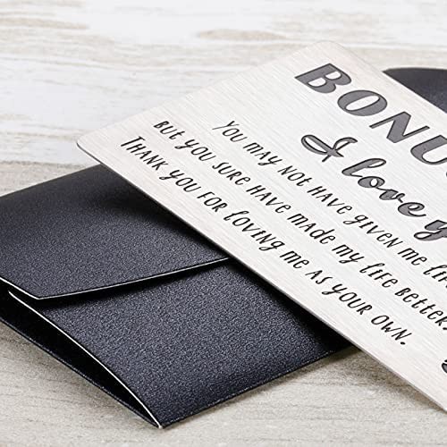 Bonus Dad Gifts Wallet Insert Card from Daughter Son Fathers Day Birthday Wedding Christmas Thanksgiving Day Gifts for Stepdad Bonus Dad Engraved Wallet Card Inserts from Kids