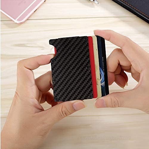 Carbon Fiber RFID Wallet for Men with Aluminum Money Clip Personalized Slim Minimalist Engraved Card Holder Personalized Gifts for Men Dad Perfect Fathers Day Birthday Best Gift Ideas.