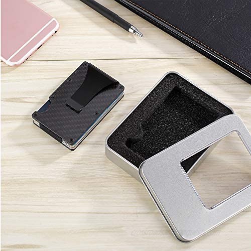 Carbon Fiber RFID Wallet for Men with Aluminum Money Clip Personalized Slim Minimalist Engraved Card Holder Personalized Gifts for Men Dad Perfect Fathers Day Birthday Best Gift Ideas.
