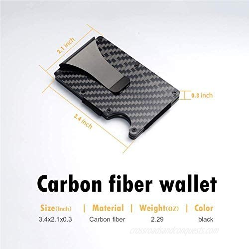 Carbon Fiber Wallet RFID Blocking Anti-Theft Card Ultra Thin Cash Credit Holder Black Metal Money Clip Lightweight High Classic Portable Durable