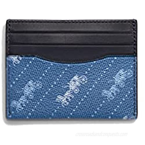 Coach Men's Slim Id Card Case With Horse And Carriage Dot Print (Pale Jewel Blue)