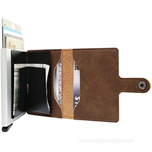 Coiol RFID Blocking Wallet Front Pocket Wallet Minimalist Secure Credit Card Holder (Dark brown)