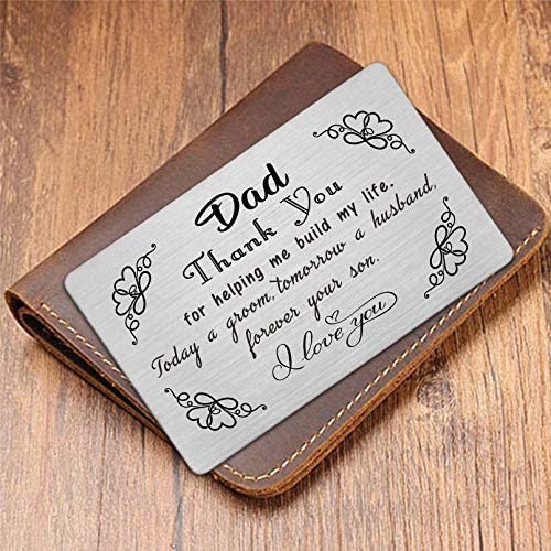 Dad Wedding Gift from Son Engraved Wallet Card for Groom's Dad Father Wedding Card Keepsake