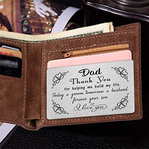 Dad Wedding Gift from Son Engraved Wallet Card for Groom's Dad Father Wedding Card Keepsake
