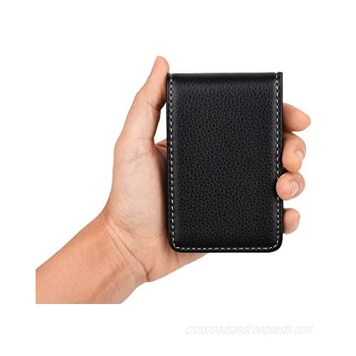 DS. DISTINCTIVE STYLE Business Card Case 2 Pieces PU Leather Name Card Holder with Magnetic Shut Classic ID Credit Card Hard Case