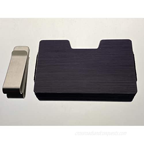 Elite Goods Metal Aluminum Carbon Fiber Wallet Card Holder Money Clip Minimalist RFID Slim (Black) Large