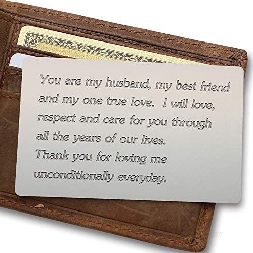 Engraved Wallet Inserts Permanent Etching Engraving Anniversary Card for Men Husband Card Boyfriend Card