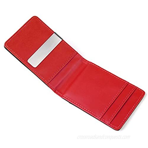 Epoint ECM08A02 Black Red Suppliers For Travel Leather Wallet Stainless Steel Money Clip and 4 Card Holders Groomsmen Gift