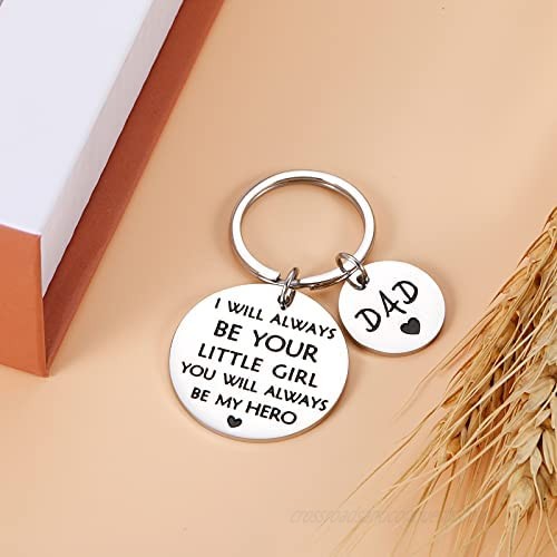 Fathers Day Dad Keychian Gift from Daughter Valentines Christmas I Love You Daddy Gift for Stepdad Stepfather Men Him Birthday Thanksgiving I Will Always Be Your Little Girl from Stepdaughter Present