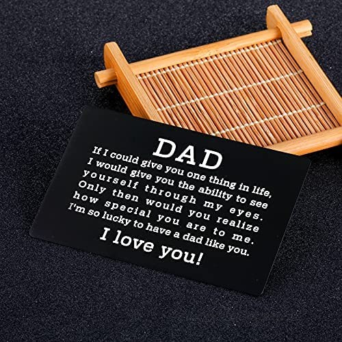 Father’s Day Gifts from Son Daughter Kids Engraved Wallet Insert Card Dad Birthday Gifts from Mom Wife Step Dad Gift Ideas Stainless Metal Card Insert for Him Papa Grandpa Thansginving Day Christmas Gifts for Men
