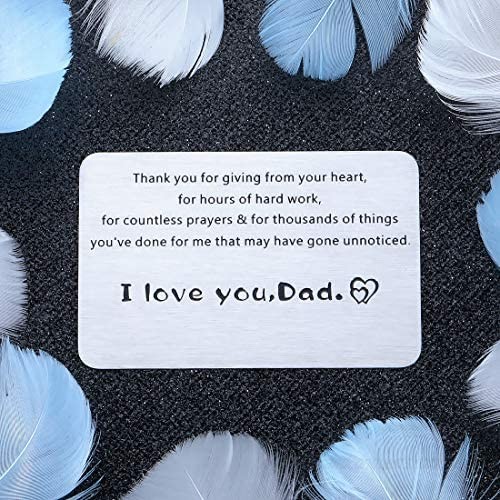 Fathers Day Wallet Insert Card for Father Daddy Dad Gifts to Men Him from Daughter Son Birthday Valentines Thanksgiving Christmas Gifts Wedding Day Insert Card Gift to Father in Law I Love You Dad