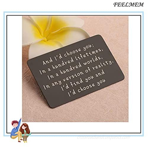 FEELMEM Engraved Wallet Love Note Insert Metal Wallet Card Insert Boyfriend Birthday Gift Anniversary Cards Gifts for Husband
