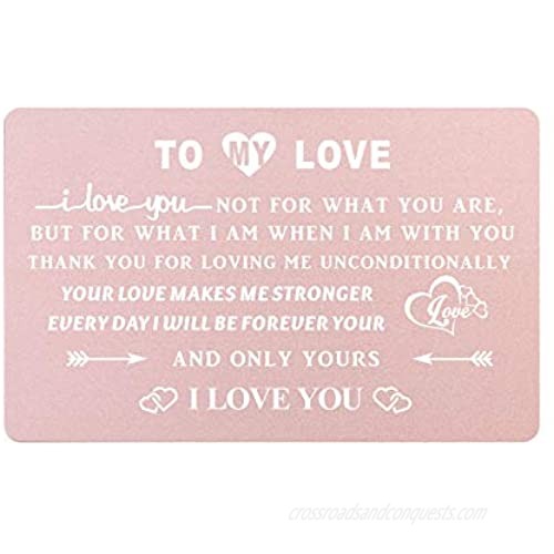 I Love You Gifts for Her Egraved Wallet Card for Women Anniversary Card Gift for Her Card for Bride On Wedding Day Romantic Gifts for My Wife Valentines